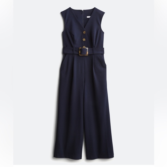 Calvin Klein Pants - Calvin Klein Jacquelyn Button Detail Cropped Jumpsuit